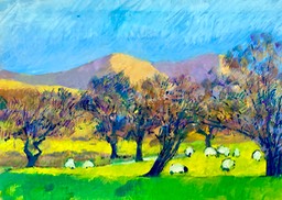 Sheepundertreesgouache
